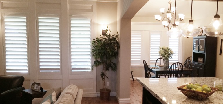 Fort Myers shutters in dining room and great room
